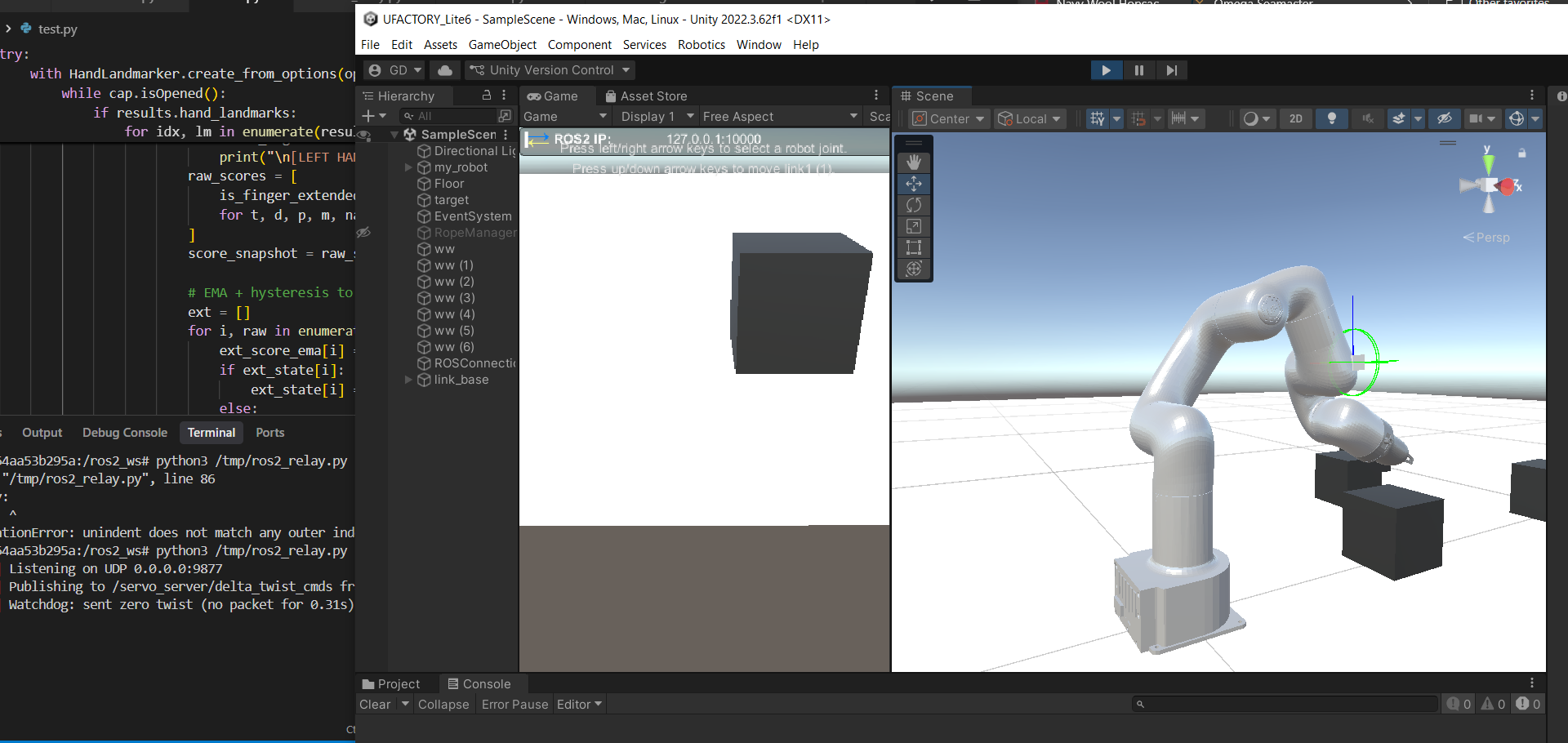 Connecting MoveIt2 Servo Control with Unity3D Articulation Drive